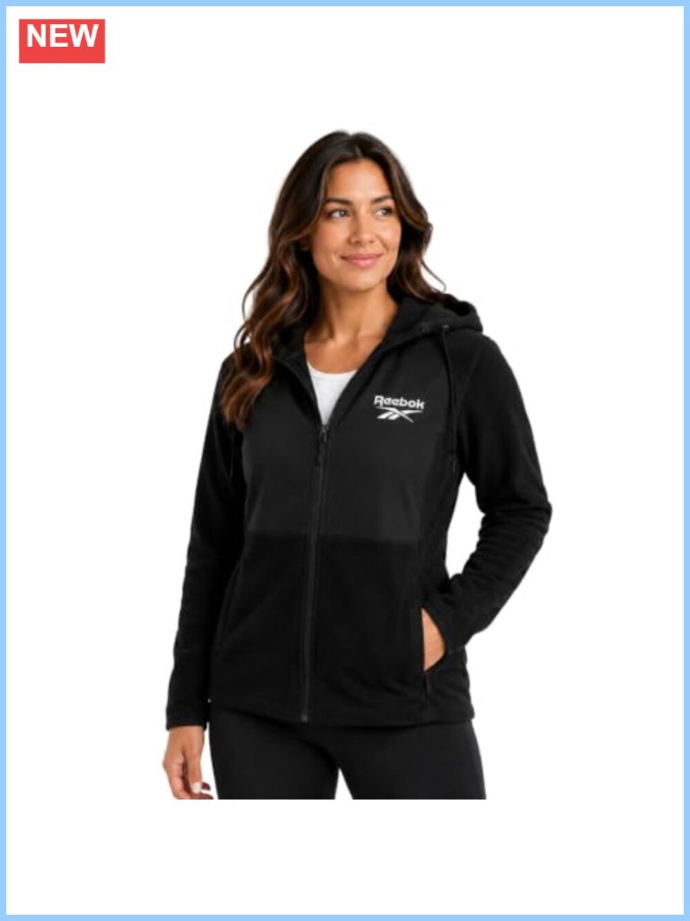 Reebok Women's Fleece Zip-Up Jacket Lightweight Hooded Winter Coat